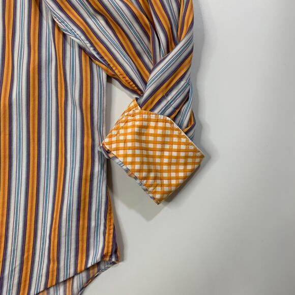 Neiman Marcus Shirt Mens XL Extra Large Stripe Button Up Long Sleeves Flip Cuff - Picture 3 of 11